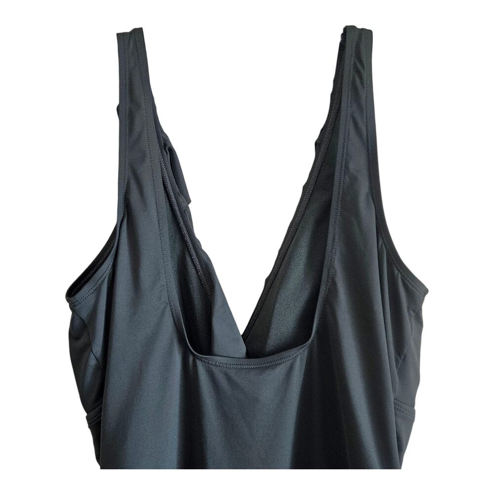 LAUREN RALPH LAUREN Women's 16 Ruffle Surplice Swimsuit 1 Piece Olive Ruched - Picture 5 of 8